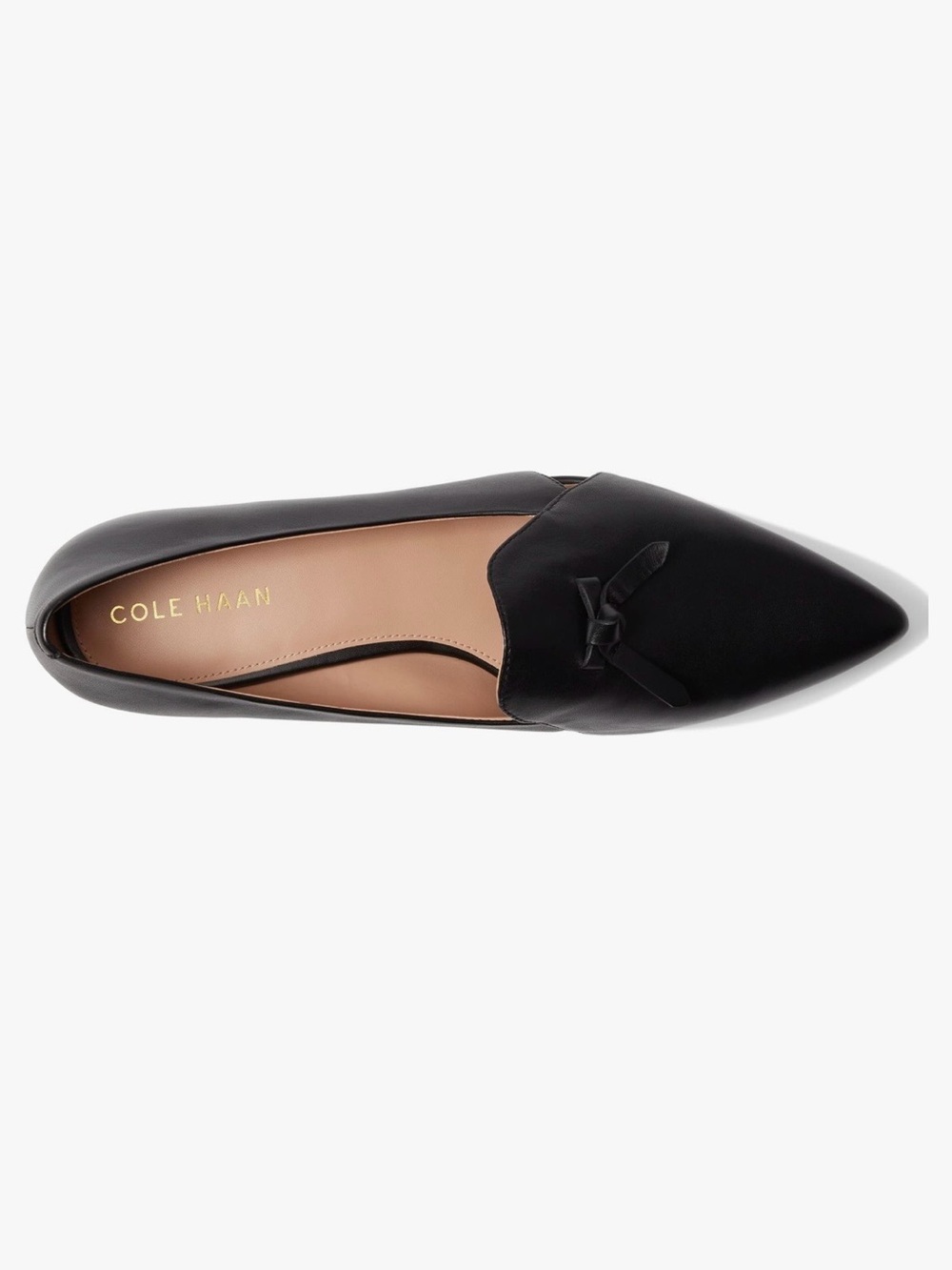 Cole Haan Black Pointed-Toe Leather Loafers with Knot Detail - Picture 4 of 16